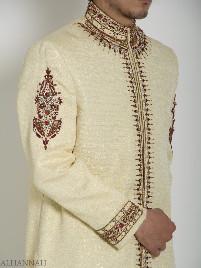 Embellished Arms Mandala Jacquard Designer Sherwani | ME756 | Alhannah ...