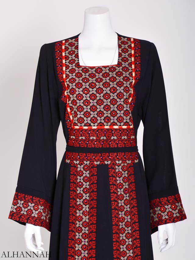 Red Square Embroidered Palestinian Fellaha Thobe | th796 | Alhannah ...