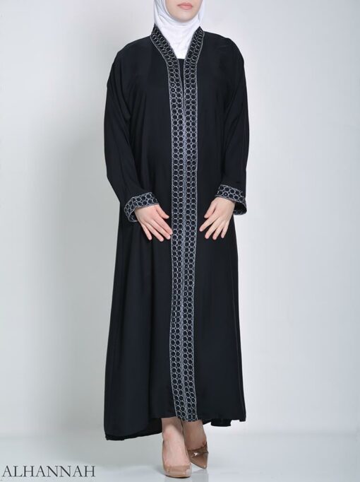 Rhinestone Circle Striped Abaya | ab708 » Alhannah Islamic Clothing