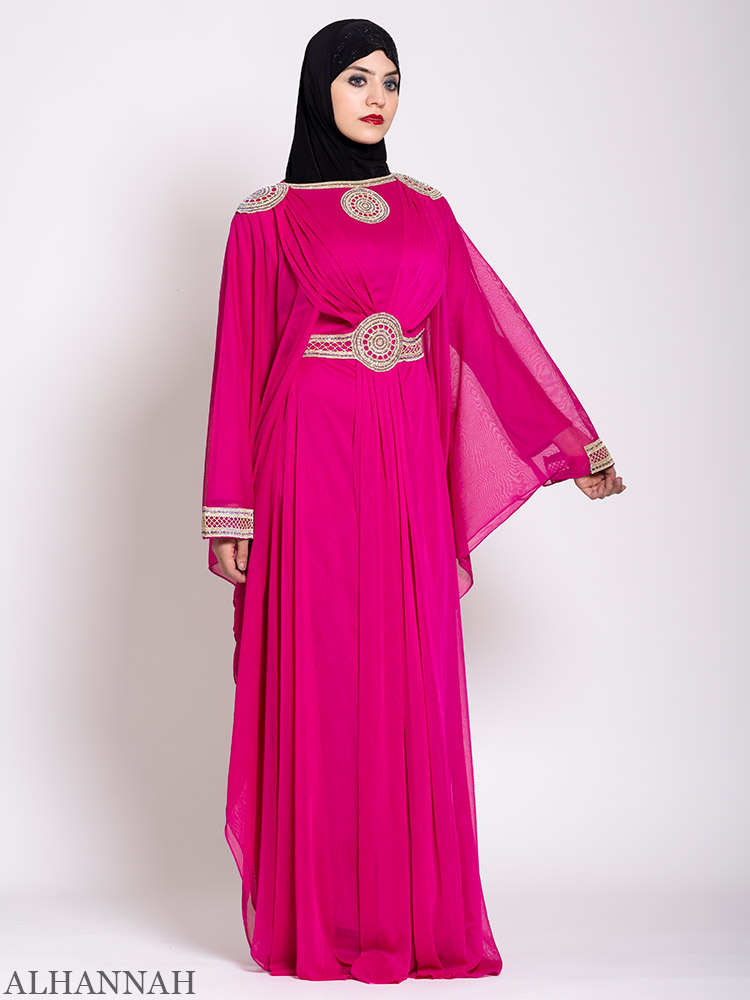 Fuchsia Beaded Kaftan Abaya | xz-ab742 » Alhannah Islamic Clothing