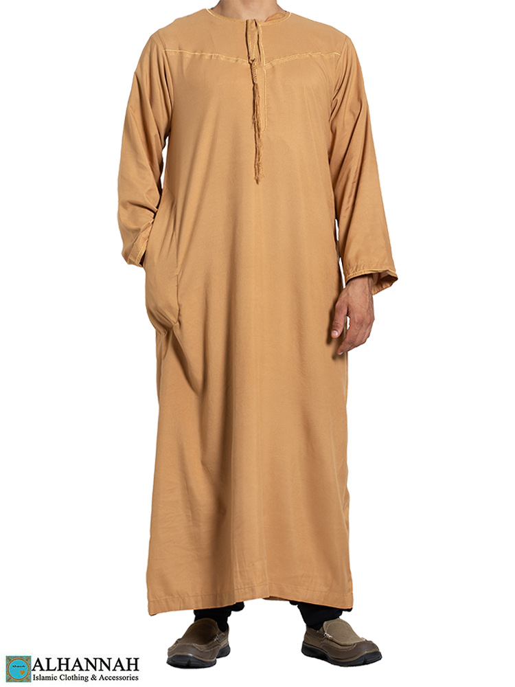 Yemeni Thobe with Tassel - Gold | me795 | Alhannah Islamic Clothing