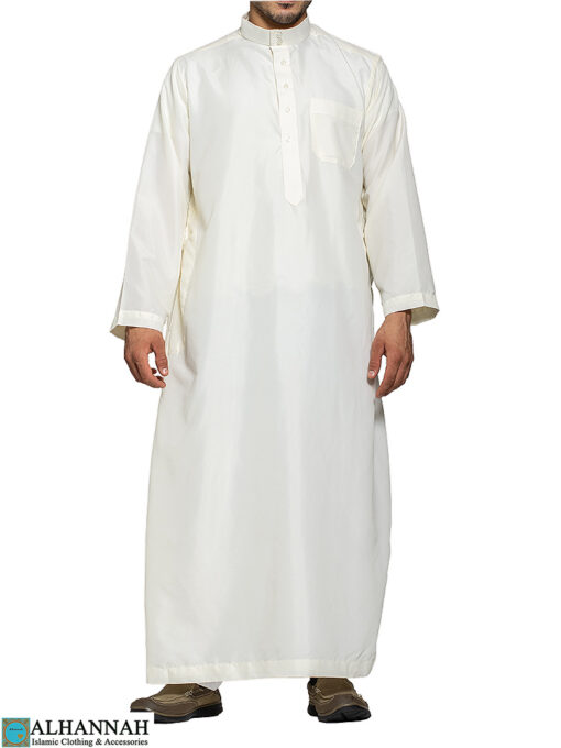 Saudi Style Thobe - Ivory | me802 | Alhannah Islamic Clothing