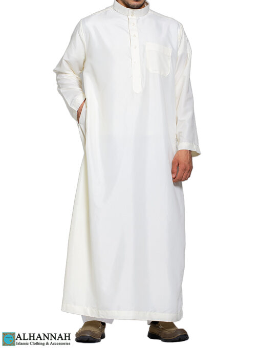 Saudi Style Thobe - Ivory | me802 | Alhannah Islamic Clothing