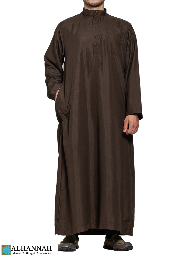 Saudi Style Thobe - Brown | me805 | Alhannah Islamic Clothing