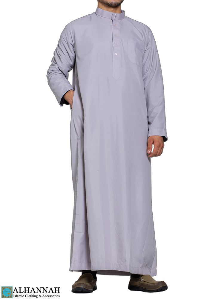 Saudi Style Thobe - Classic Grey | me807 | Alhannah Islamic Clothing