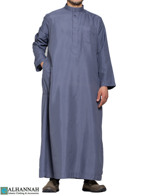 Saudi Style Thobe - Slate | me803 » Alhannah Islamic Clothing