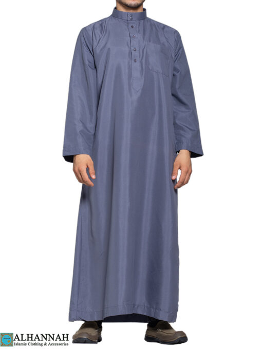 Saudi Style Thobe - Slate | me803 | Alhannah Islamic Clothing