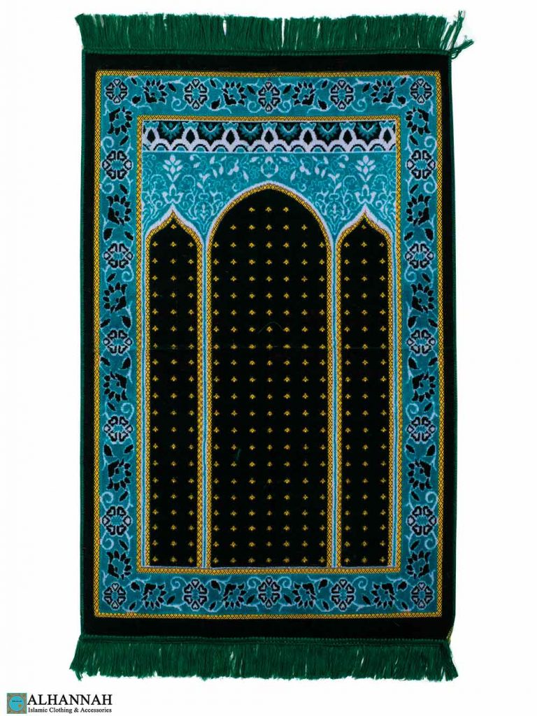 Triple Arch Turkish Prayer Rug - Green | II1388 | Alhannah Islamic Clothing