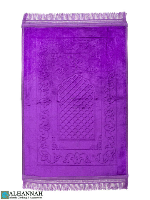 Floral Pressed Large Purple Padded Prayer Rug ii1433