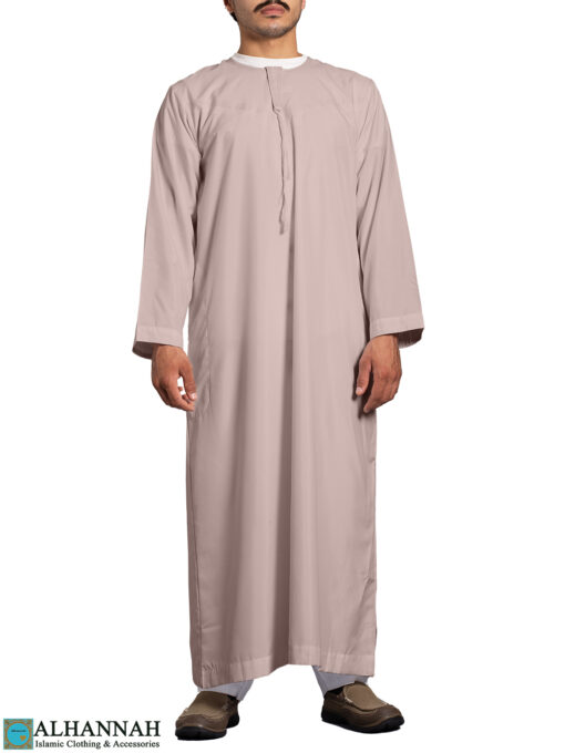 Yemeni Thobe – Pink-Beige | me893 | Alhannah Islamic Clothing