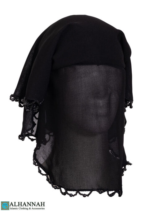 3-Layer Black Niqab with Beaded Edge ni162 (2)