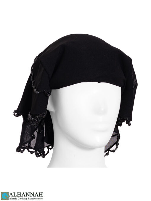 3-Layer Black Niqab with Beaded Edge ni162 (3)