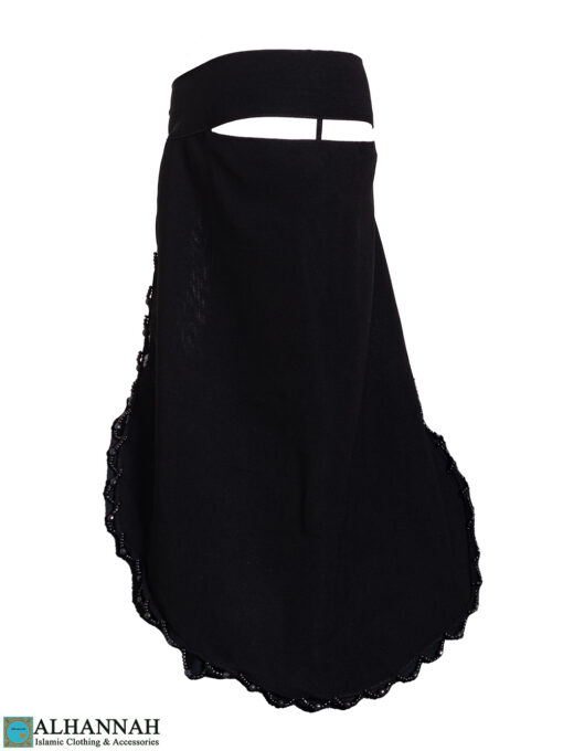 3-Layer Black Niqab with Beaded Edge ni162 (4)