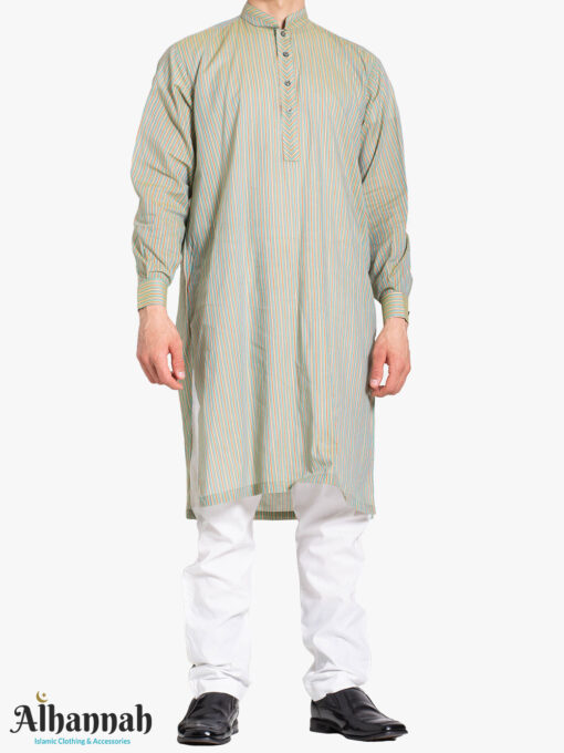 Striped Sage Kurta Pajama me1005