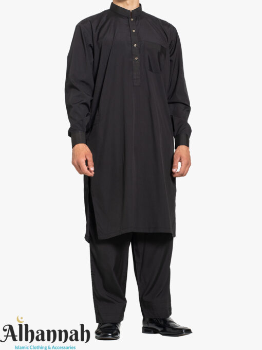 Men’s Pakistani Style Salwar Kameez – Black me1111