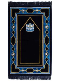 Navy Islamic Prayer Rug with Kaaba Motif
