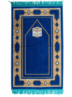 Turquoise Islamic Prayer Rug with Kaaba Motiff
