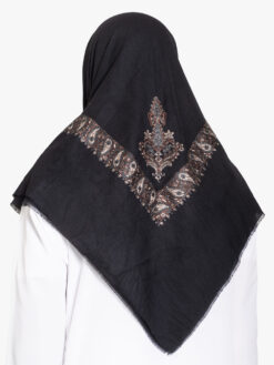 Black Yemeni Shemagh with Brown and Gray Embroidery me1136