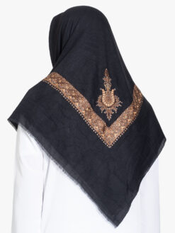 Black Yemeni Shemagh with Gold and Bronze Embroidery me1148