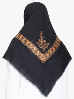 Black Yemeni Shemagh with Gold and Brown Embroidery me1149