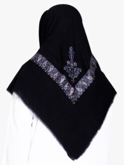 Black Yemeni Shemagh with Navy & White Embroidery me1133