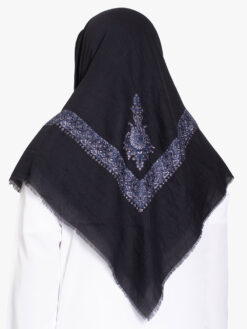 Black Yemeni Shemagh with Navy and Silver Embroidery me1135