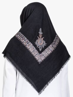 Black Yemeni Shemagh with Silver Embroidery me1150