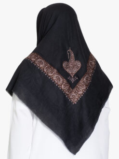 Black Yemeni Shemagh with Tan & Brown Embroidery me1132