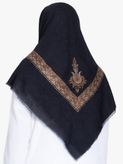Black Yemeni Shemagh with Tan and Gray Embroidery me1153