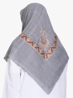 Gray Plaid Yemeni Shemagh with Gold and Bronze Embroidery me1129