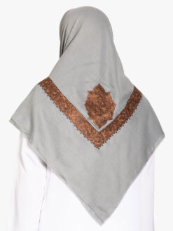 Light Gray Yemeni Shemagh with Copper Embroidery me1130