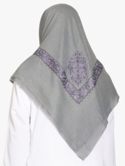 Light Gray Yemeni Shemagh with Silver Embroidery me1131