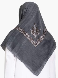 Slate Plaid Yemeni Shemagh with Bronze and White Embroidery me1144