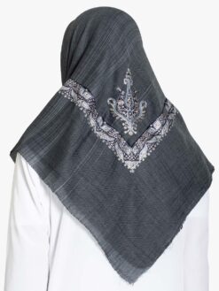 Slate Plaid Yemeni Shemagh with White Embroidery me1145