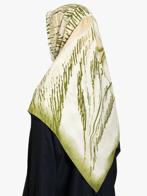 Abstract Olive Square Hijab hi2850