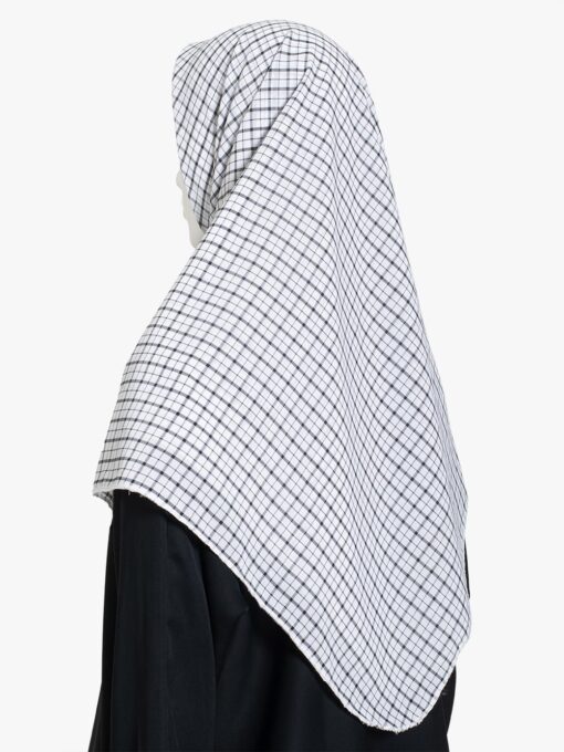 Checkered White Square Hijab hi2851