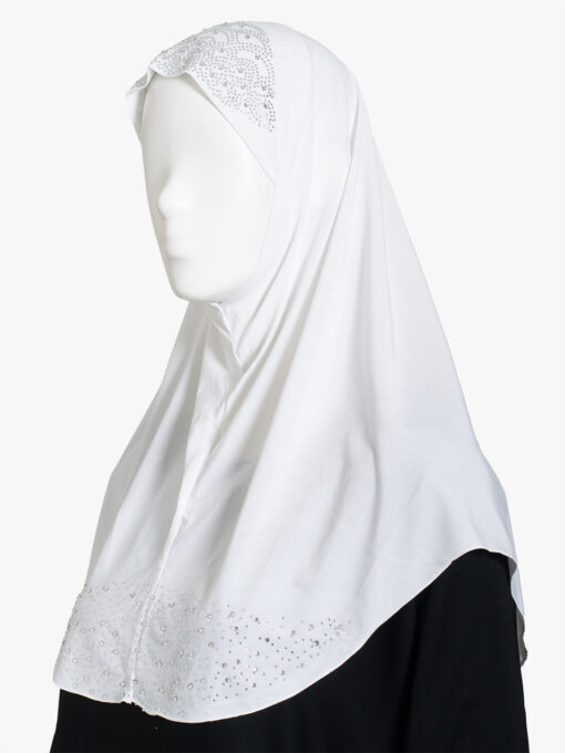 Embellished White One Piece Amira Hijab hi2857