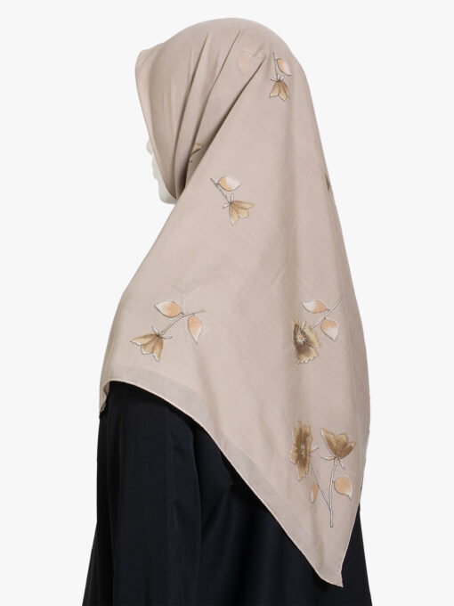 Floral Beige Square Hijab hi2854