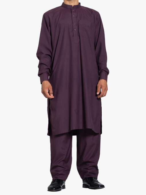 Men’s Pakistani Style Salwar Kameez – Plum ME1157