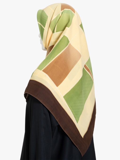 Patchwork Green-Brown Turkish Square Hijab hi2853