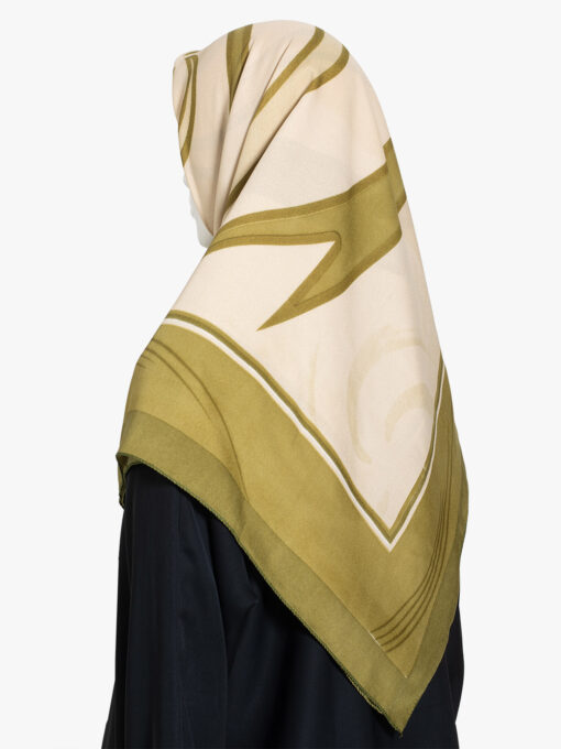 Swirling Olive Square Hijab hi2849